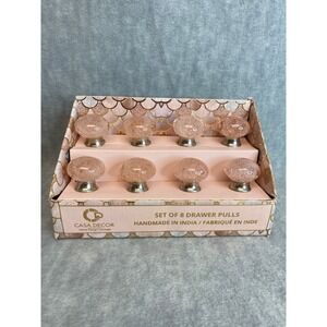 Casa Decor Drawer Pulls 8‎ Piece Set Pink Glass Cabinet Knobs Handmade India